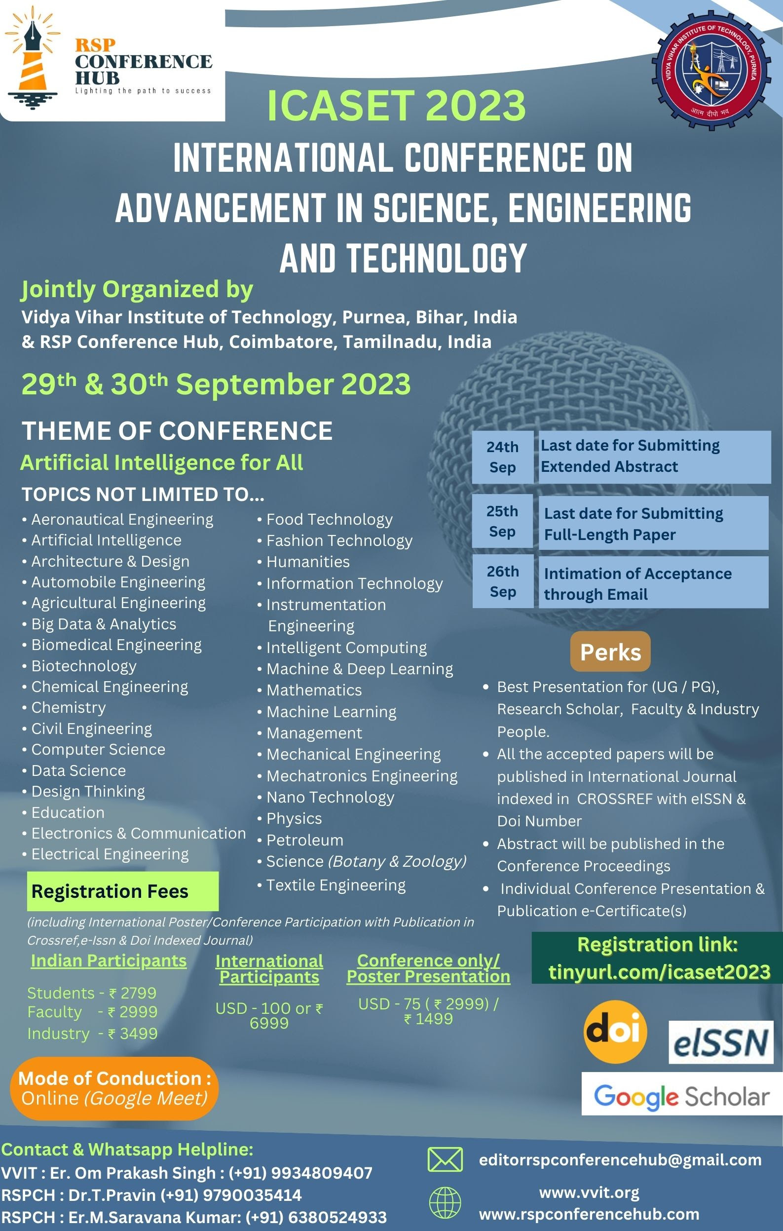 International Conference on Advancement in Science, Engineering and Technology ICASET 2023